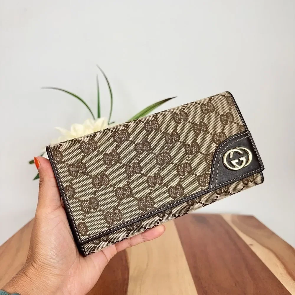 Pre-Owned Gucci  Britt GG Canvas Continental Wallet‎